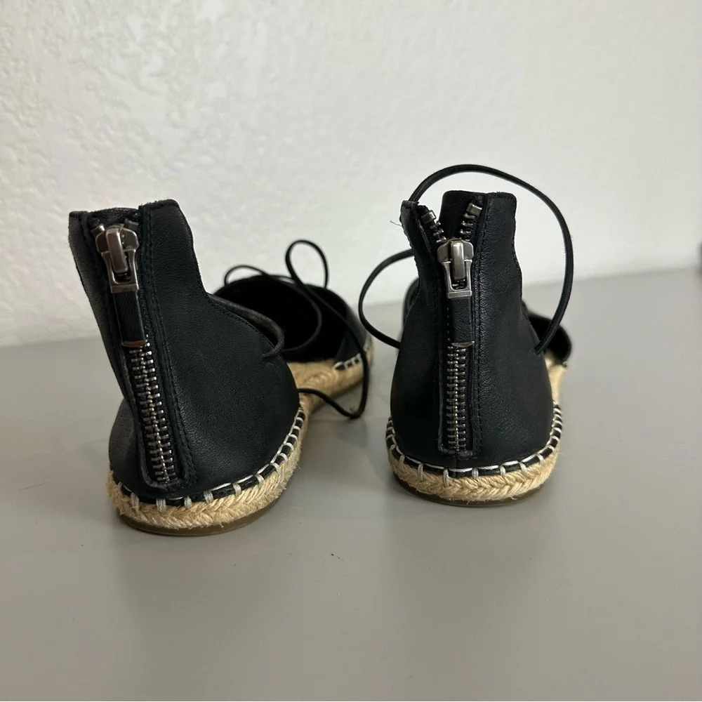 Eileen Fisher Black Leather Strappy Espadrilles